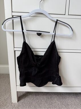 Zara Black Spaghetti-Strap Tie-Front Camisole